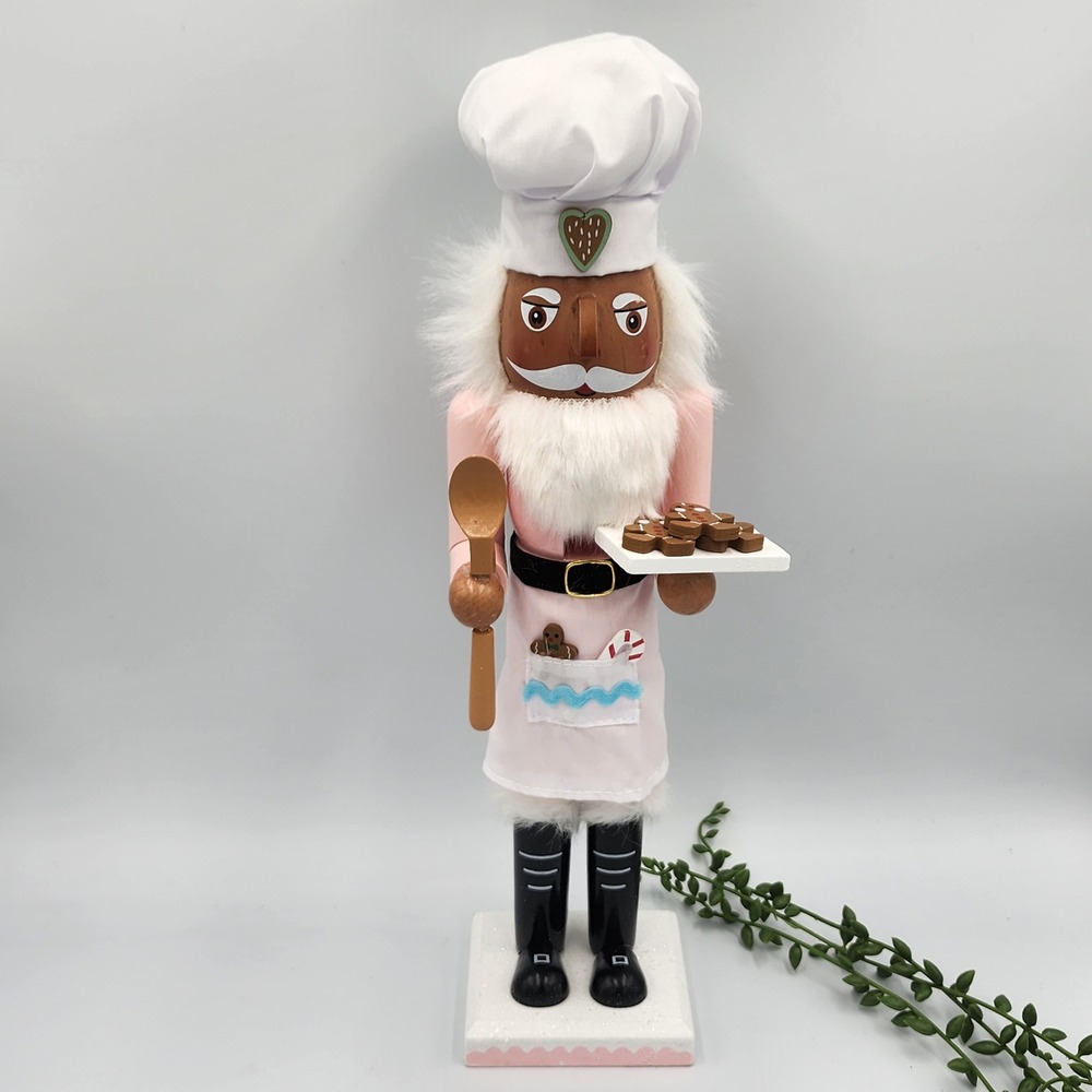 Gingerbread Baker Chef Nutcracker African American Wood 15" Hat Christmas NEW